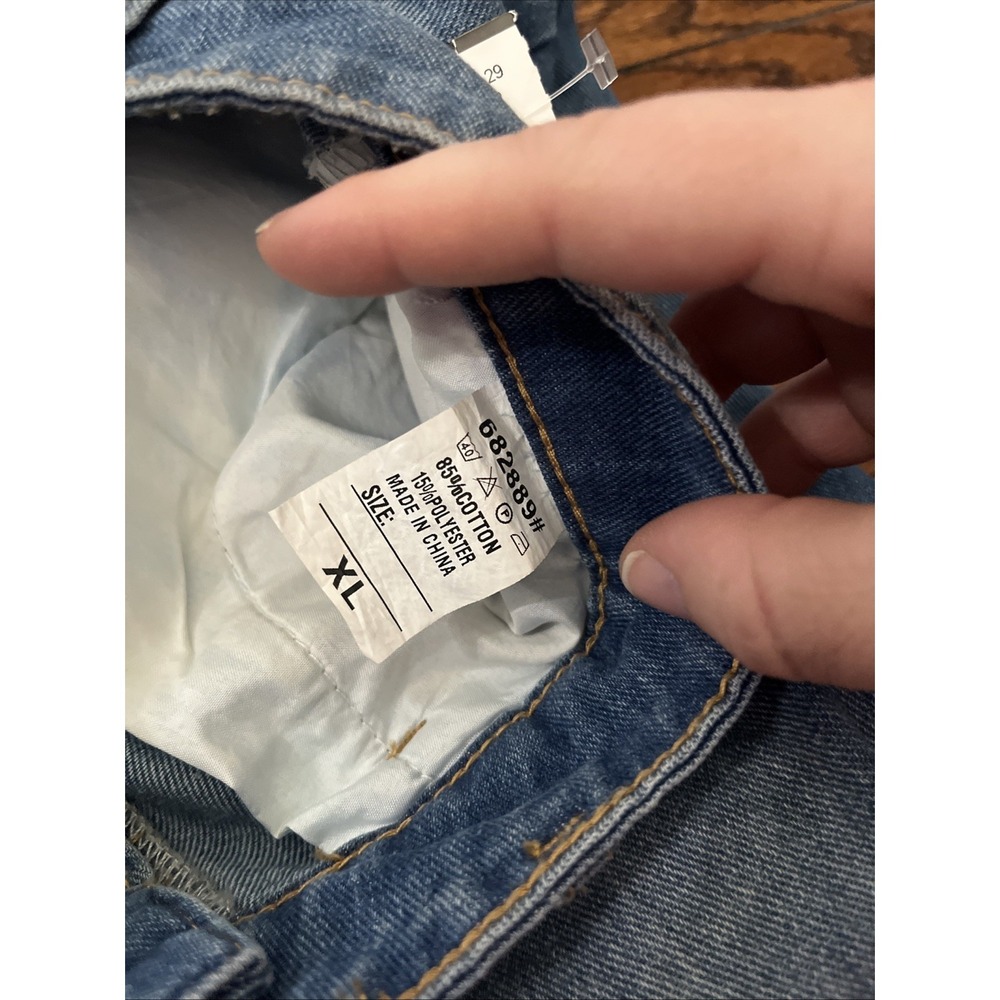 Madonna & Co Denim Jeans W/ Skirt Overlay XL Distressed Cinched Ankle $139 MSRP - Picture 7 of 12